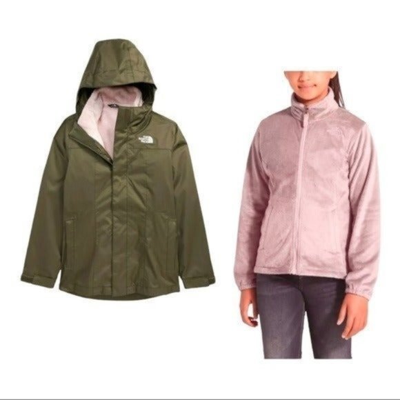 The North Face Other - The North Face Coat Girls Osolita TriClimate 3 in 1 Jacket L Green and Pink NWT
